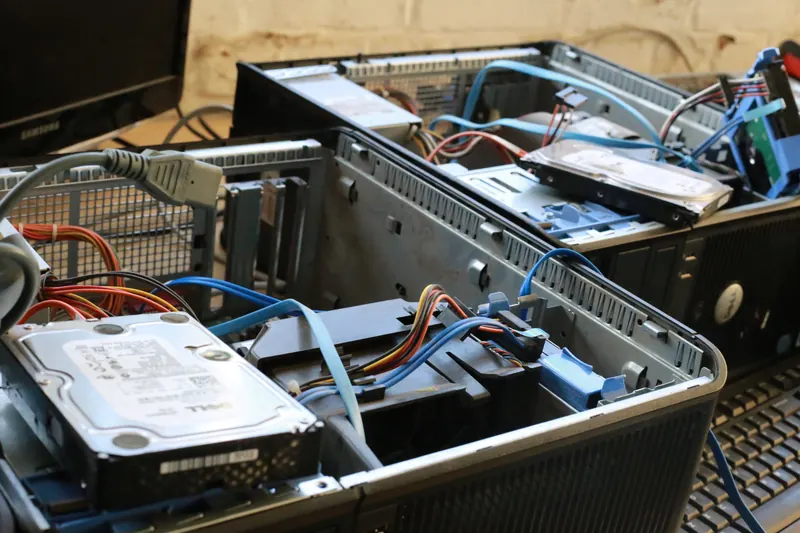 Computer opened up for its hard drive to be wiped